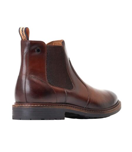 Mens Bloom Leather Chelsea Boots Burnt Brown Base London