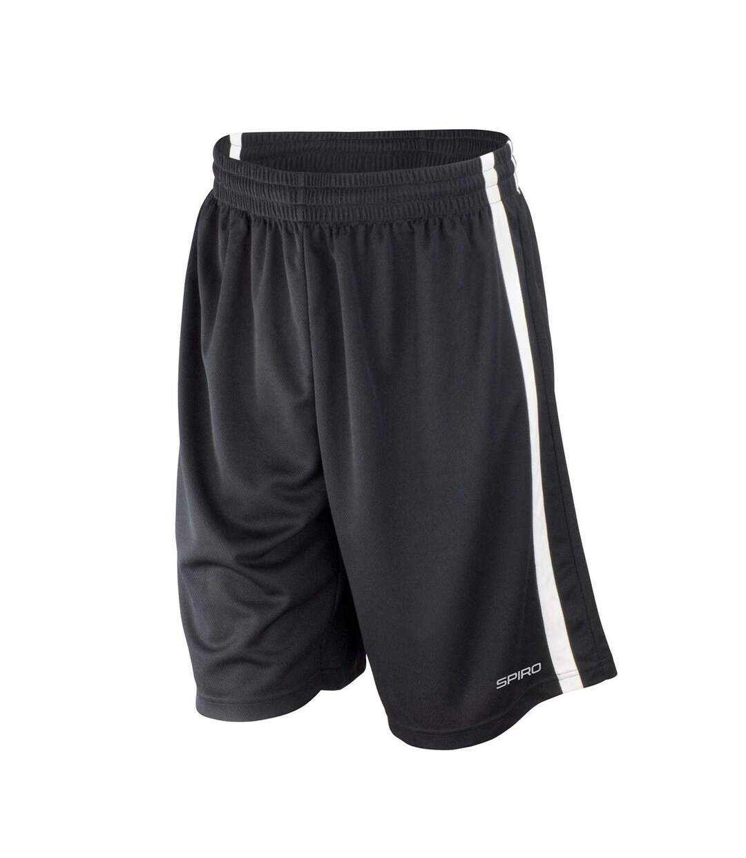 Mens Quick Dry Basketball Shorts Black White Spiro-1