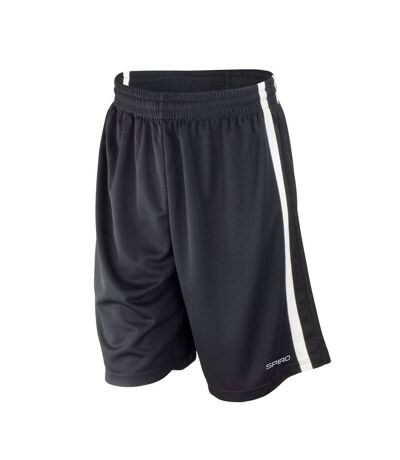 Mens Quick Dry Basketball Shorts Black White Spiro