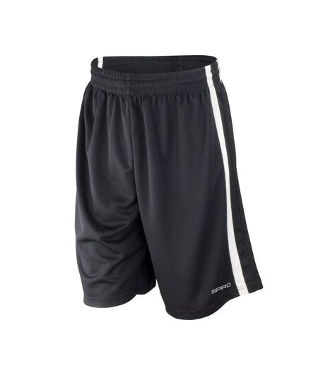 Mens Quick Dry Basketball Shorts Black White Spiro