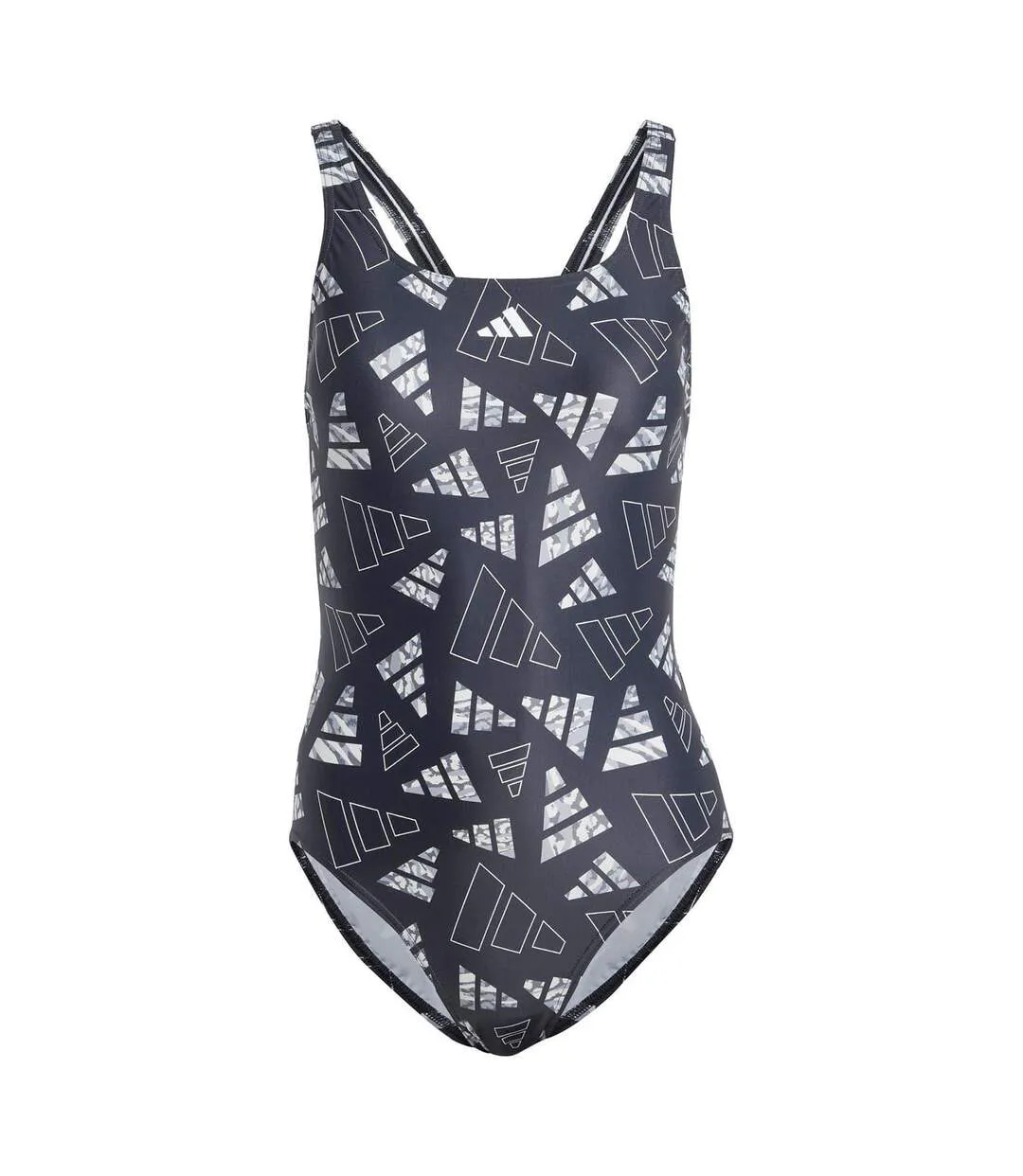 Womens/ladies Bar Logo One Piece Swimsuit Black Adidas-2