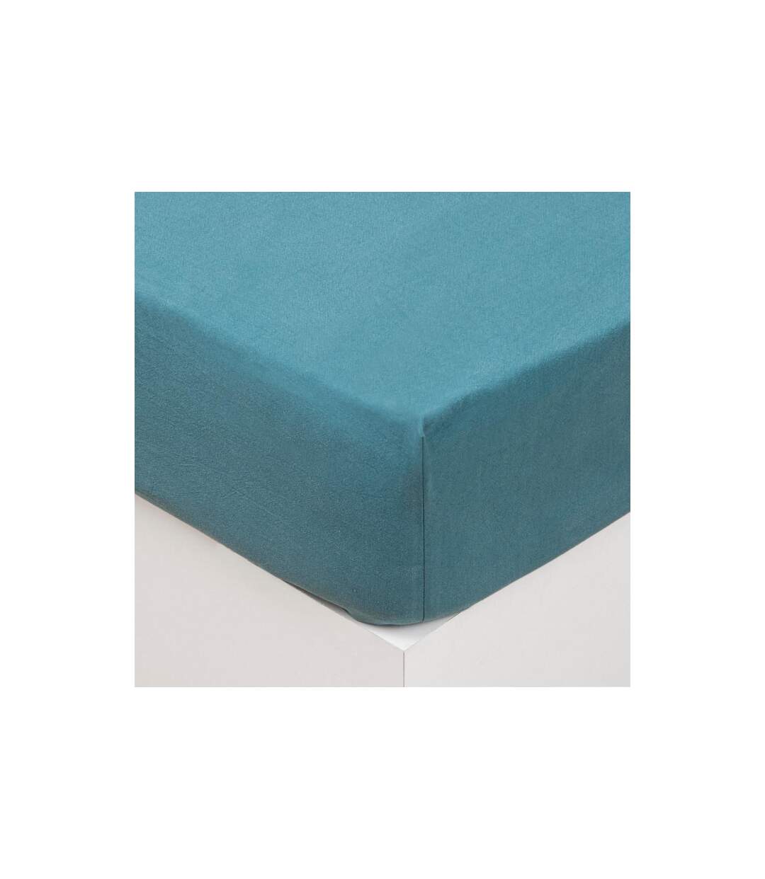Drap Housse Lavable Coton Maria 160x200cm Bleu Canard-1