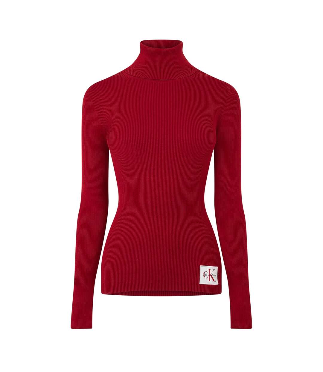Womens/ladies Turtle Neck Slim Long-sleeved Sweater Top Winery Calvin Klein-2