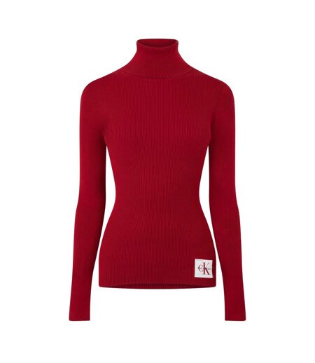 Womens/ladies Turtle Neck Slim Long-sleeved Sweater Top Winery Calvin Klein