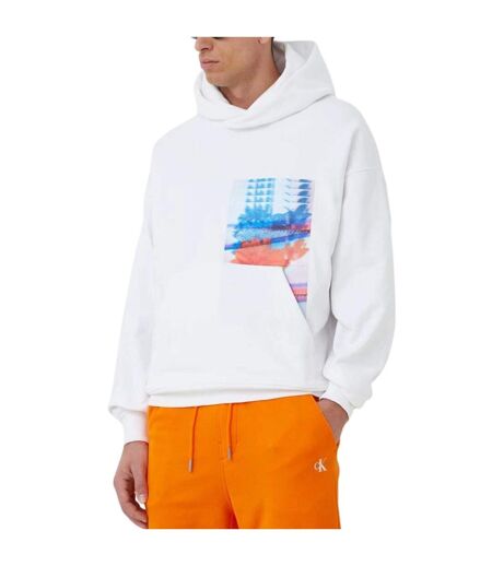 Sweat À Capuche Homme Blanc Vif Calvin Klein