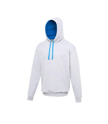 Awdis Varsity Hooded Sweatshirt / Hoodie (Heather Gray/ Sapphire Blue) - UTRW165