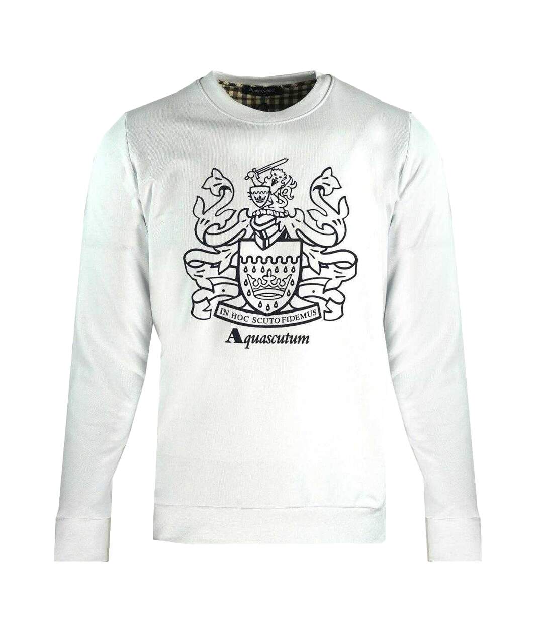 Mens Crest Crew Neck Sweatshirt White Aquascutum-1