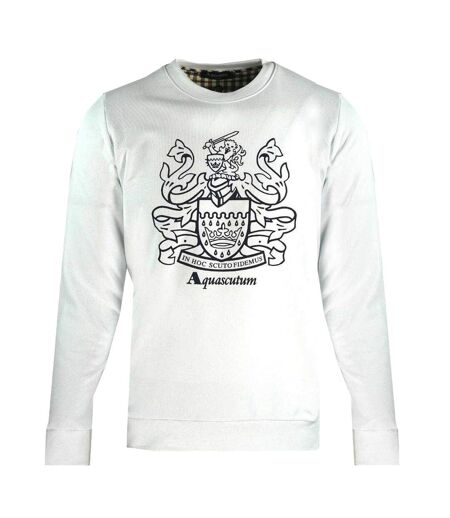 Mens Crest Crew Neck Sweatshirt White Aquascutum