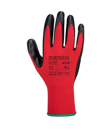 Unisex adult a310 flexo nitrile grip gloves l red/black Portwest