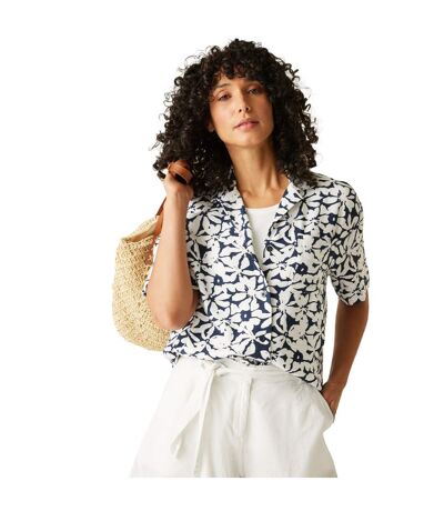 Womens/ladies Salise Large Floral Lightweight Shirt Navy White Regatta