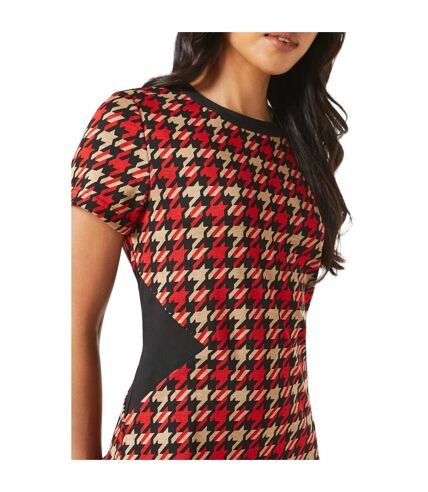 Womens/ladies dogtooth jacquard shift dress red Principles