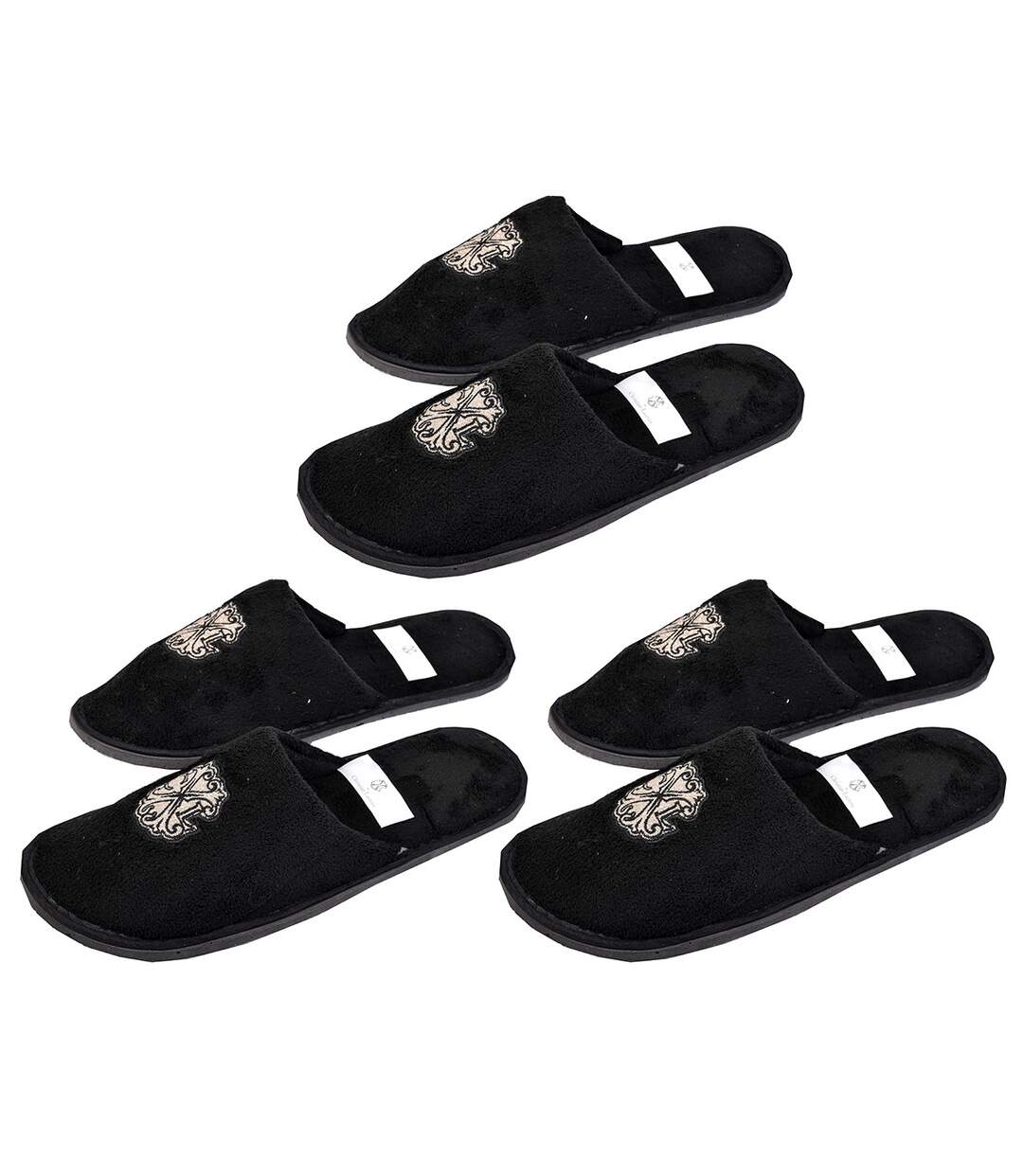 Pantoufles pour homme CXL By LACROIX Confort et Qualité Supérieure Pack de 3 Paires CLX Ecusson 3934Noir