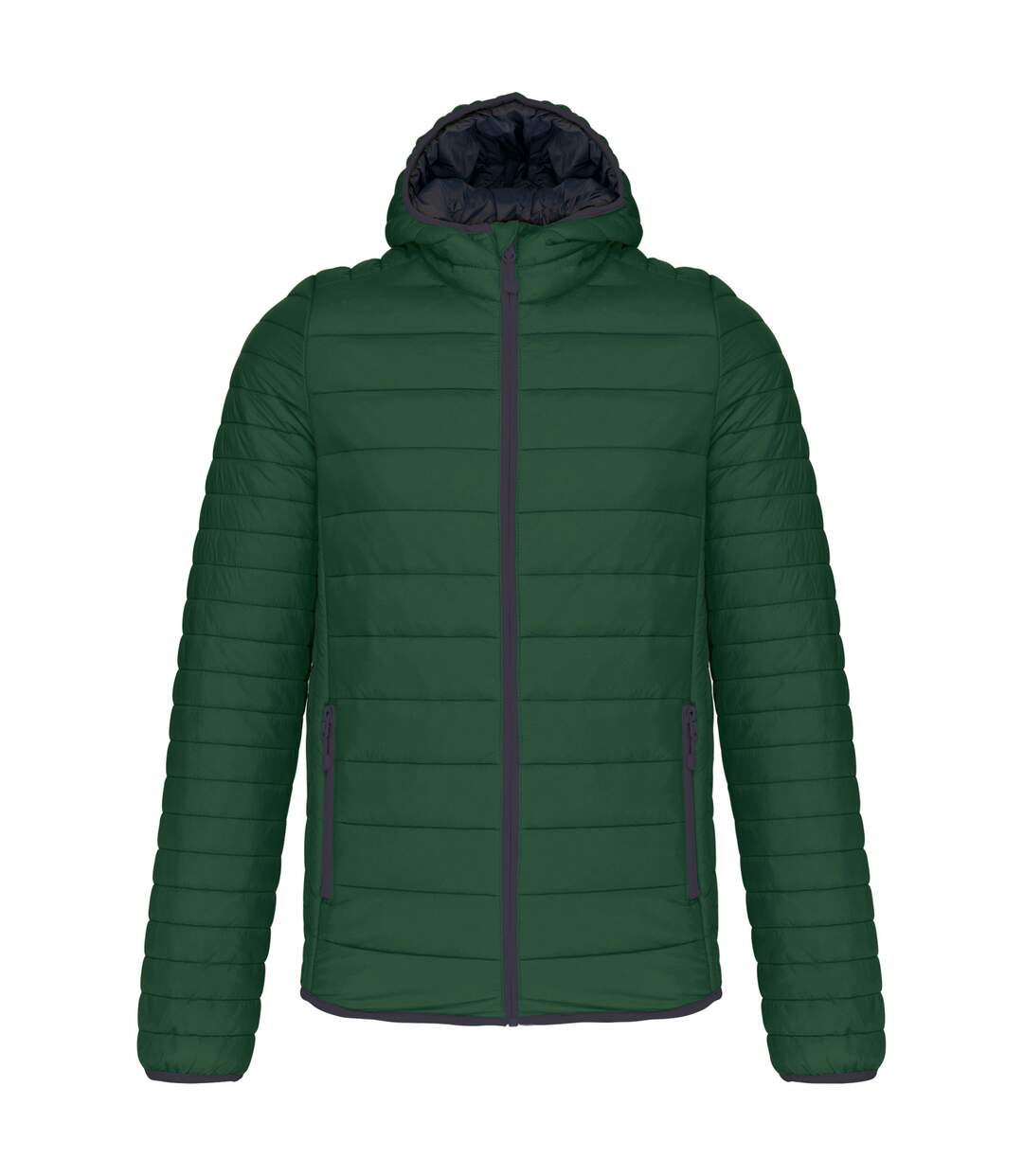 Mens lightweight hooded padded jacket forest green Kariban-1