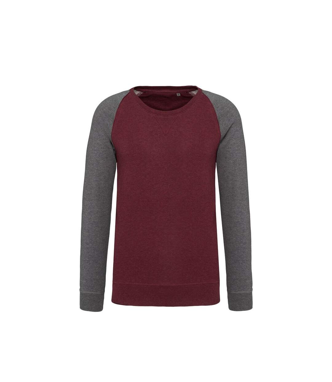 Mens organic two-tone sweatshirt wine heather/grey heather Kariban-1