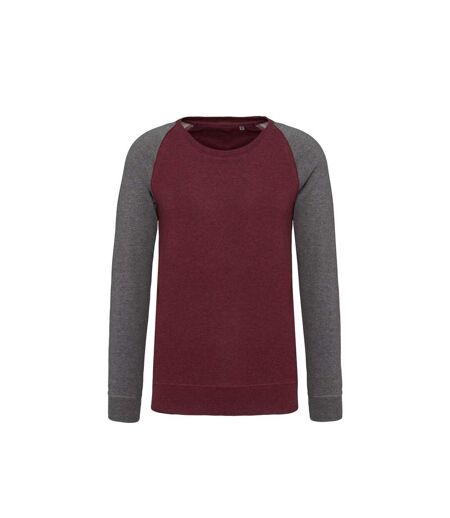 Kariban Mens Organic Two-Tone Sweatshirt (Wine Heather/Gray Heather)