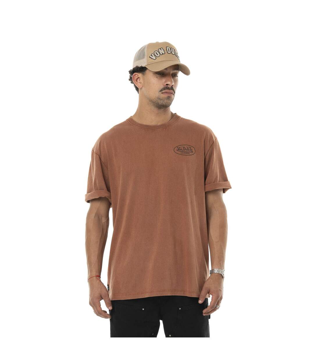 T-shirt homme relax fit en jersey acid wash print devant et dos Flash Vondutch-1