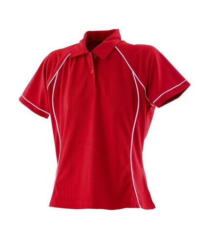 Finden & Hales Womens/Ladies Piped Performance Polo Shirt (Red/White) - UTPC6200