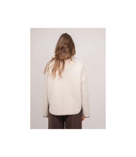Veste courte en lainage bouclé biais léopard UBILA - Dona X Lisa