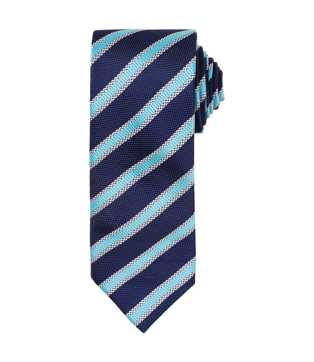 Mens stripe waffle tie one size navy/turquoise Premier