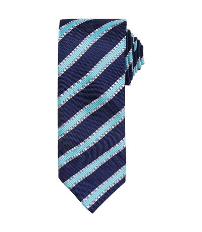 Premier Mens Stripe Waffle Tie (Navy/Turquoise) (One Size) - UTPC5859
