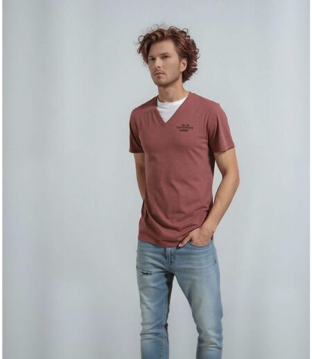 Tee-shirt homme orange col V 100 % coton - moderne et facile à  porter au quotidien