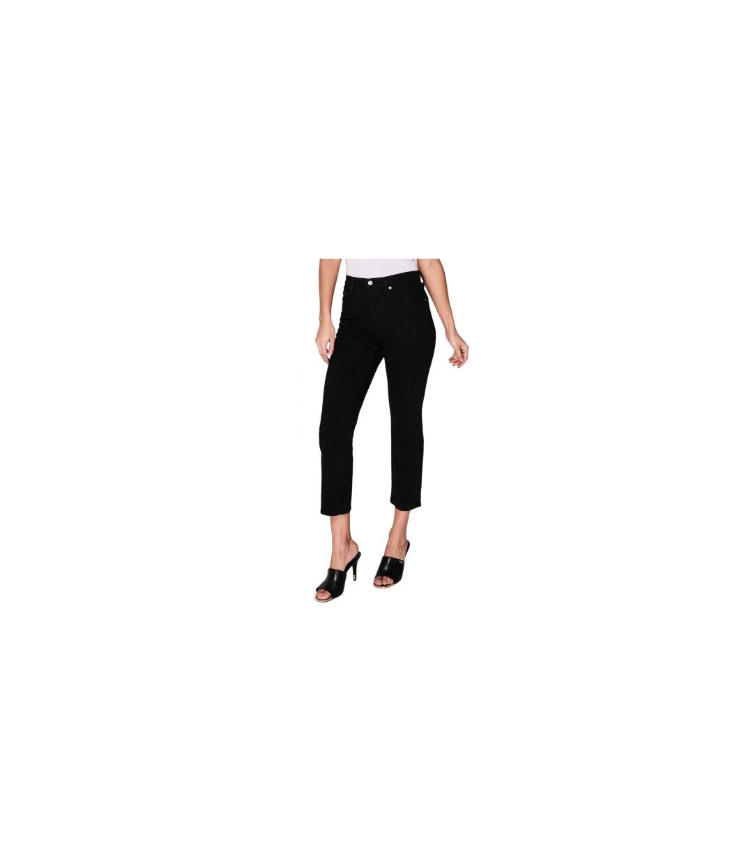 Womens/ladies Cotton Cropped Ankle Grazer Jeans Black Levis-1