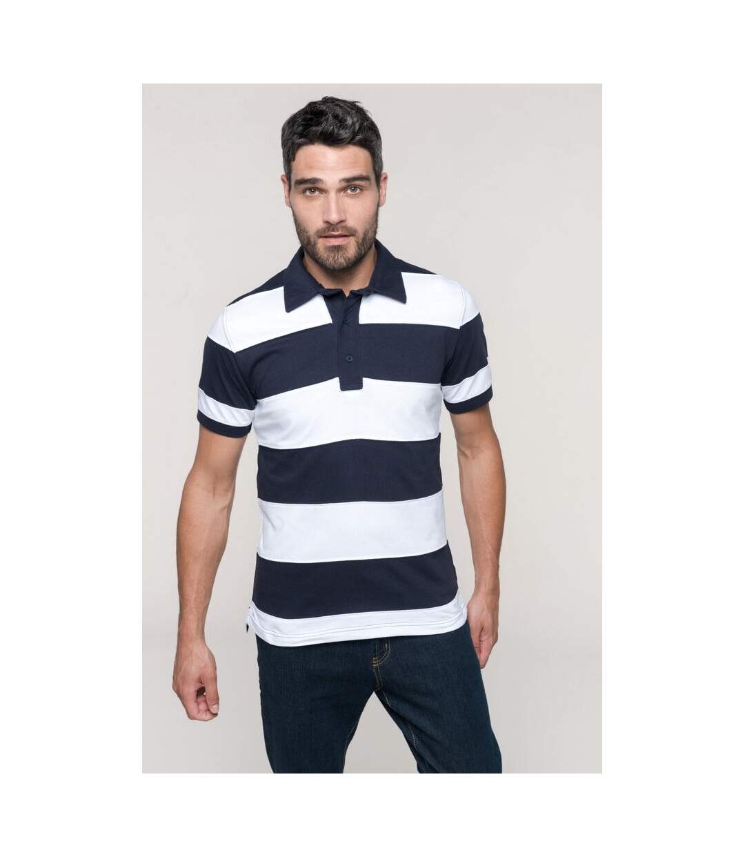 Polo rugby rayé manches courtes Kariban 100% coton-4