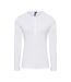 T-shirt henley manches retroussables - Femme - PR318 - blanc