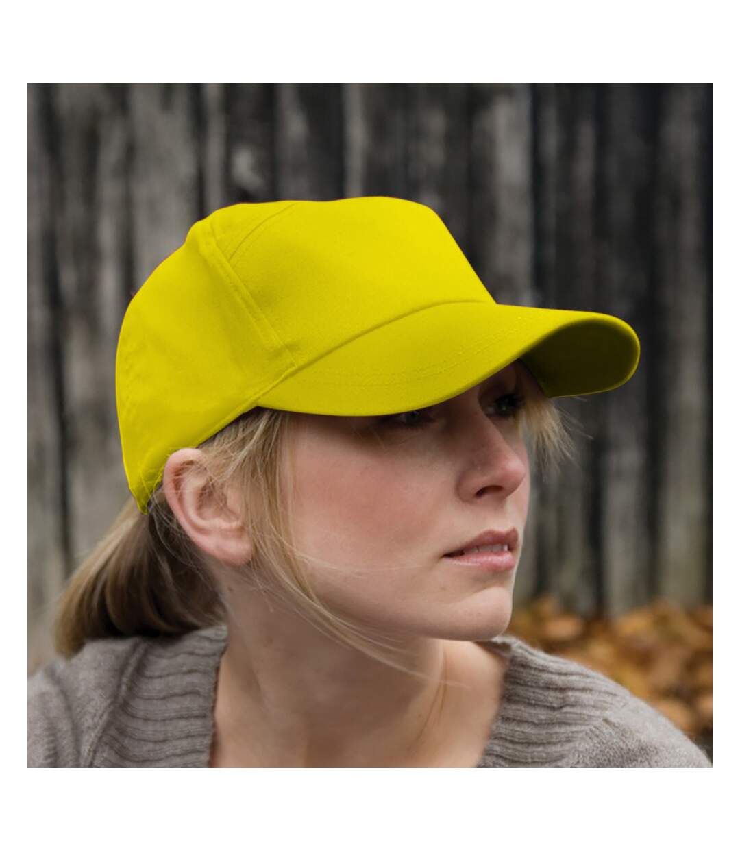 Casquette unie à sept panneaux mixte jaune Result