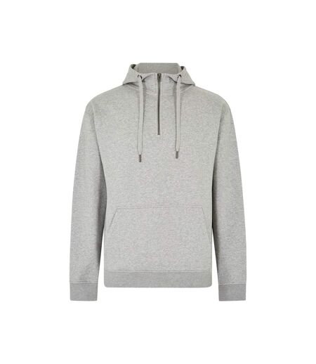Mens Quarter Zip Regular Hoodie Heather Grey Kustom Kit