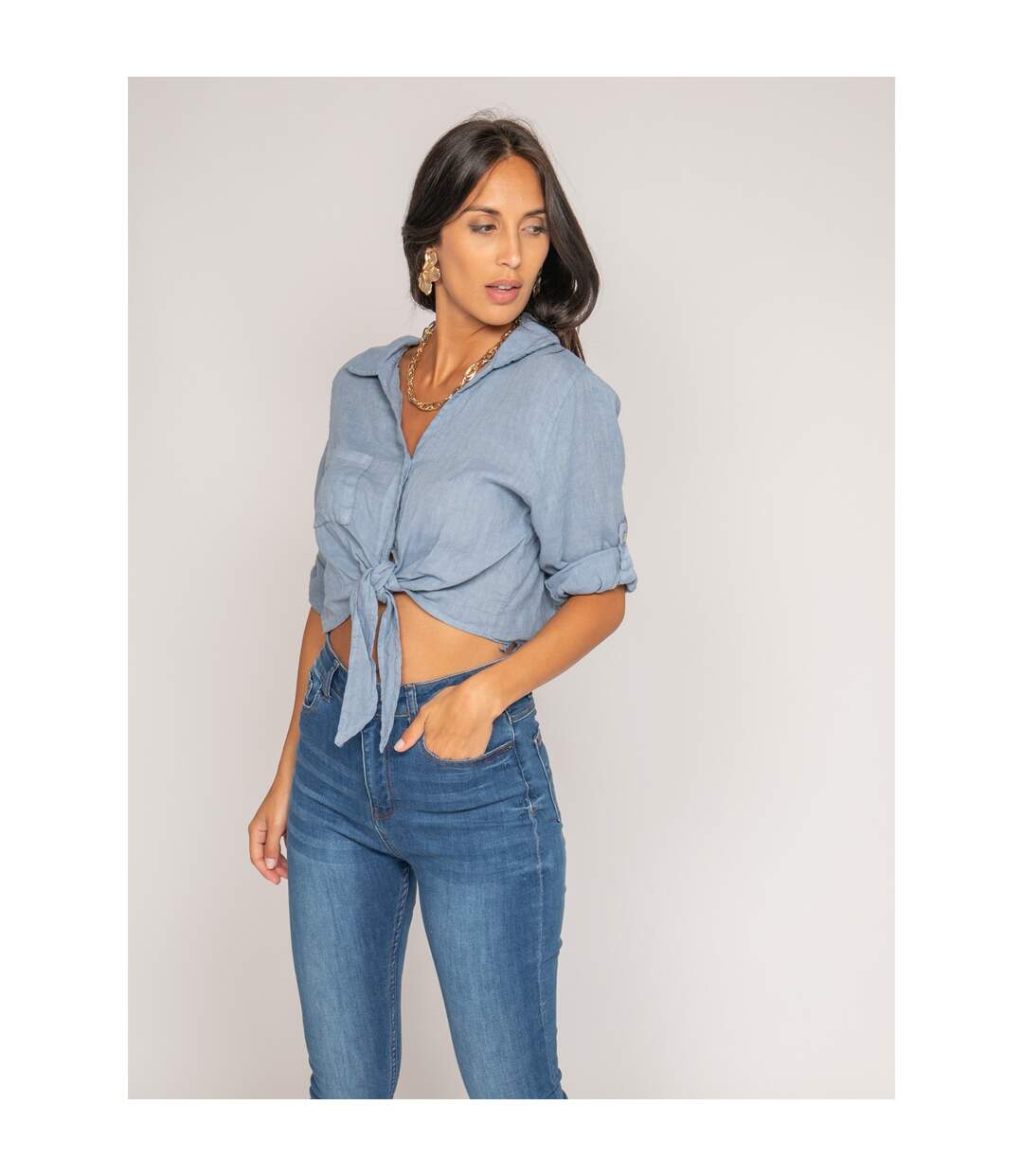 Chemise courte lin ORTHENSE - Dona X Lisa-3