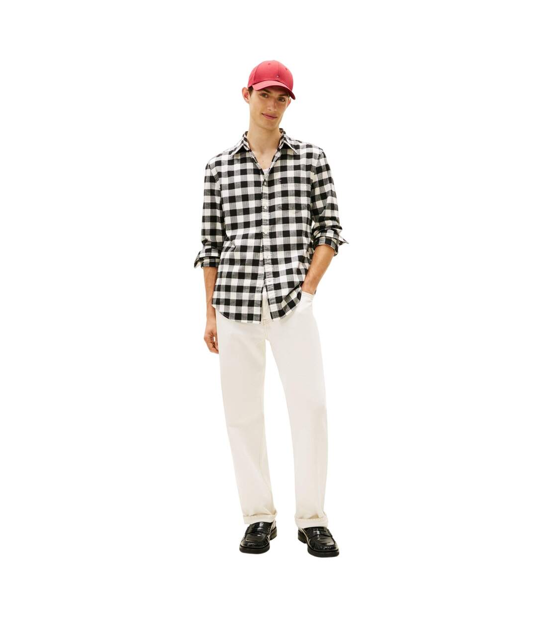 Chemise Manches Longues Motif/style À Carreaux Homme Noir Blanc Tommy Hilfiger-4