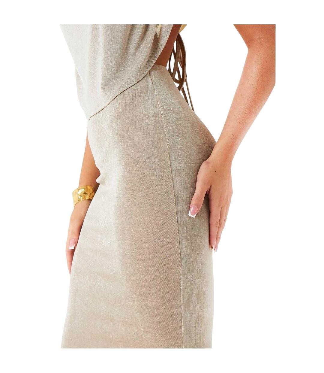 Jupe Longue Motif/style Colonne Femme Beige Gris Missy Empire-4