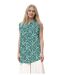 Tunique éclatante à  Fleurs Vertes - Blouse Sans Manches pour Femme-1