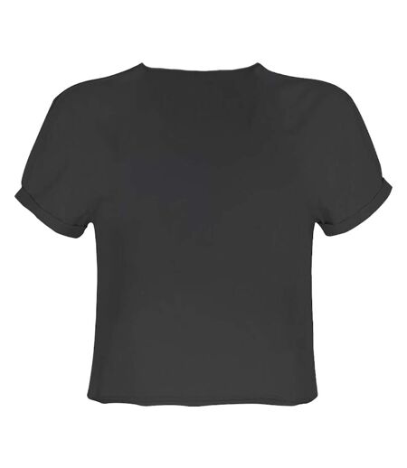 Womens/ladies Stars And Stripes Guns N Roses Crop Top Charcoal Amplified