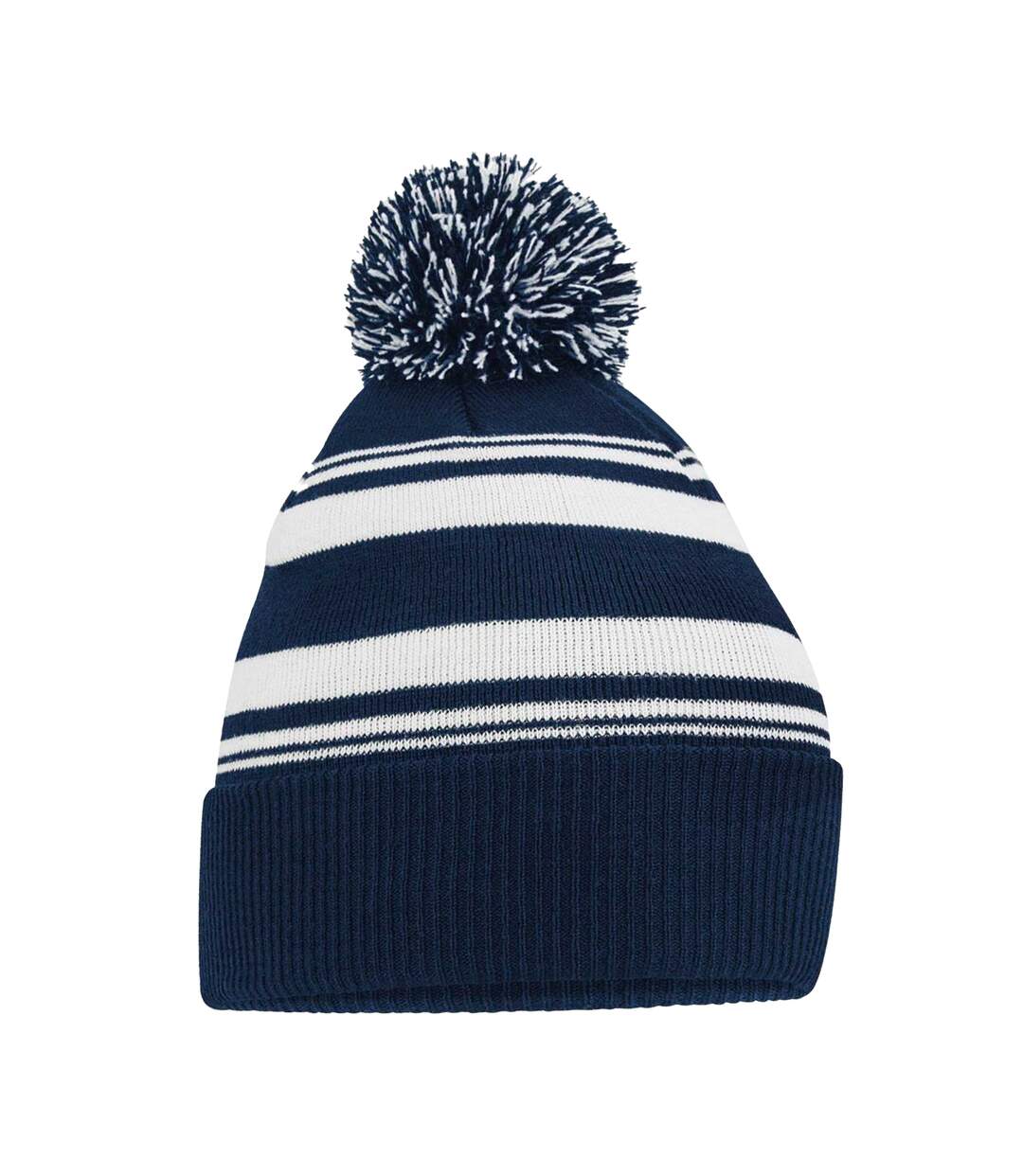Bonnet Motif/style Rayé Fan Adulte Bleu Marine Français Blanc Beechfield-2