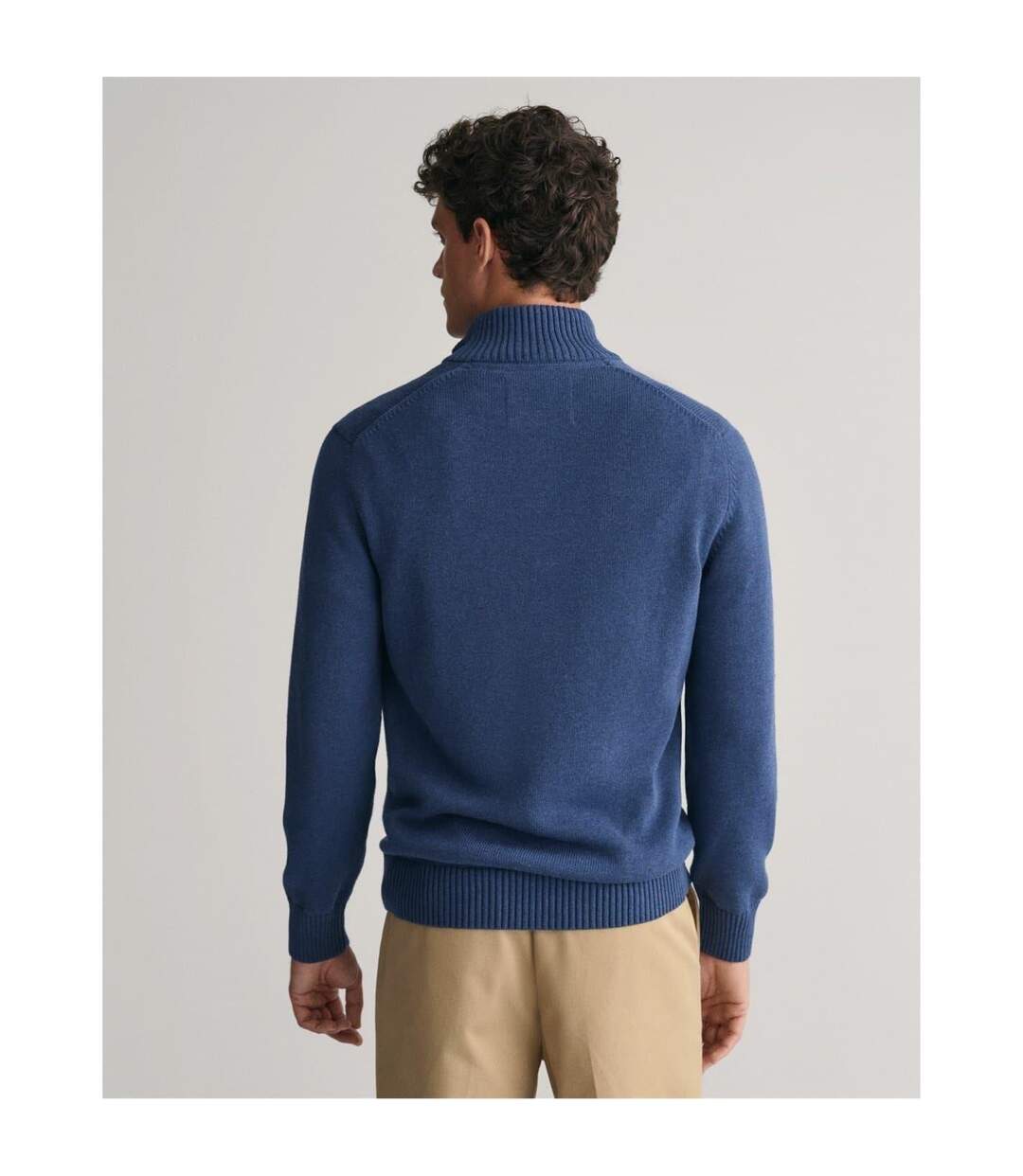 Mens Micro Textured Half Zip Sweatshirt Marine Gant-3