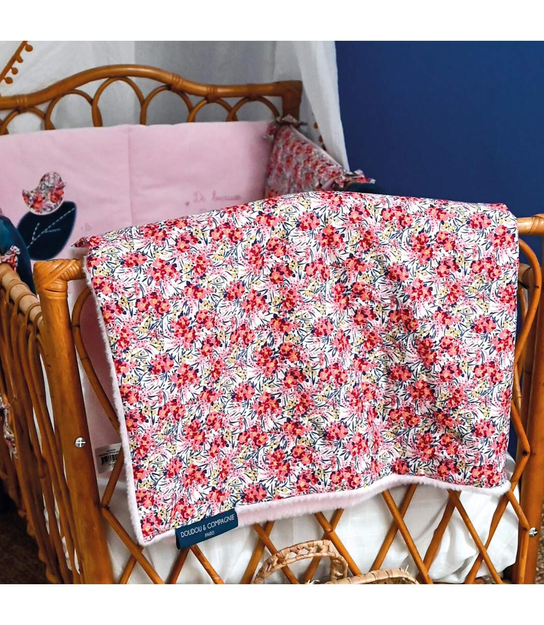 Ensemble plaid + doudou sucette polyester collection DUO BOH'AIME rose 2 pièces-3