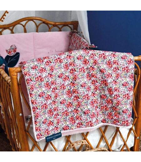Ensemble plaid + doudou sucette polyester collection DUO BOH'AIME rose 2 pièces