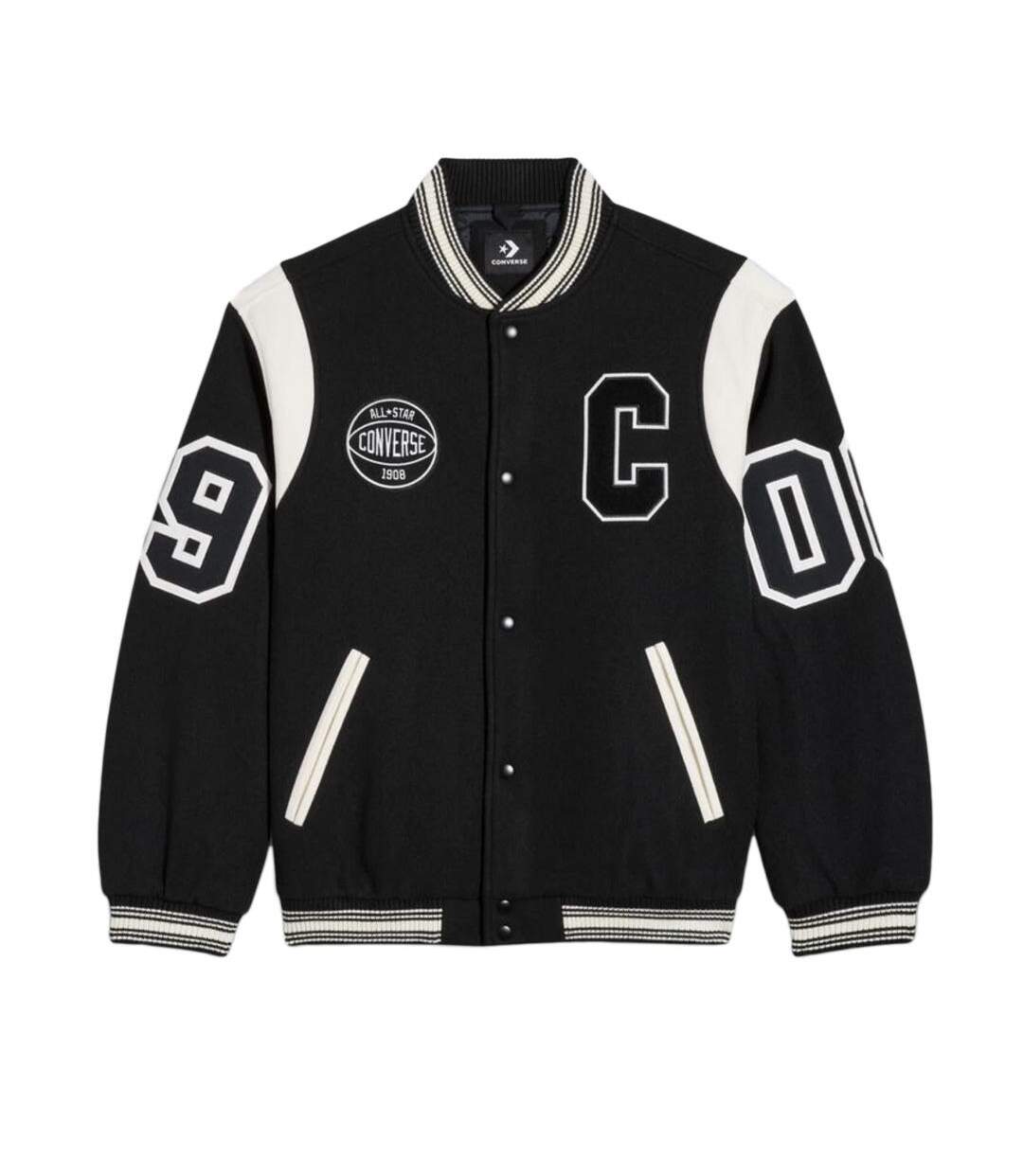 Veste bomber noir homme converse luxe varsity-1