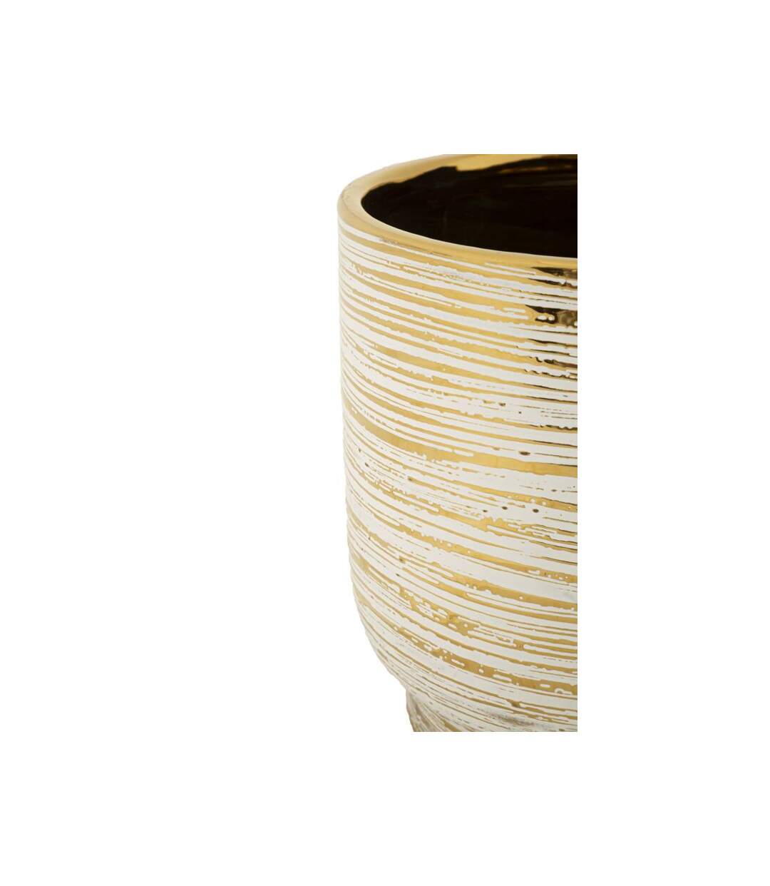 Lot de 2 Vases en Céramique Melody 24cm Or & Blanc-4