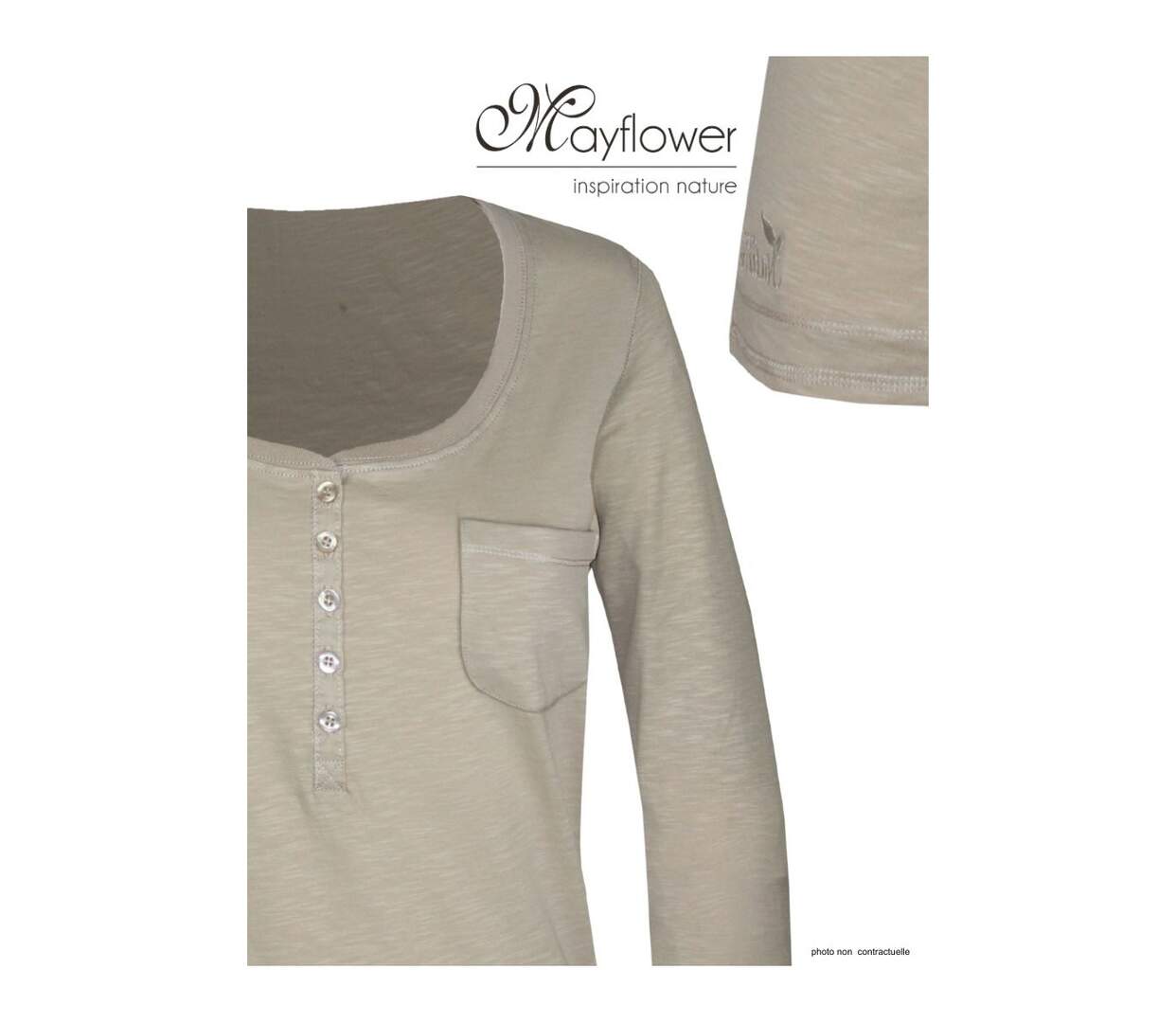MAYFLOWER DIMITRI2 - Tee-shirt manches 3/4 beige : authenticité et confort pur coton-4