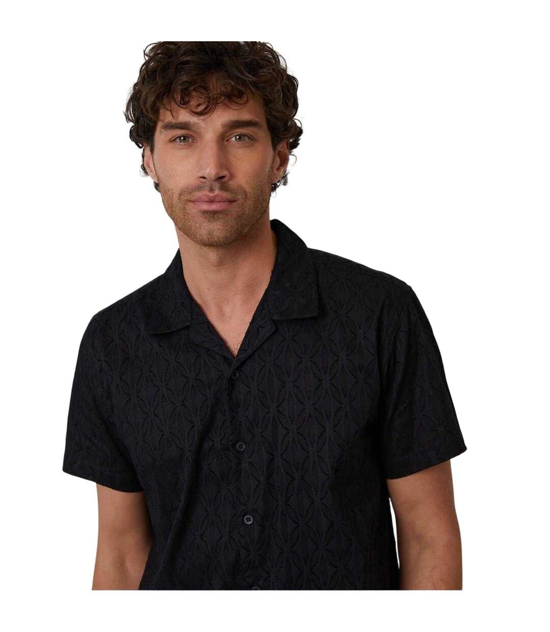 Chemise Manches Courtes Motif/style Géométrique Homme Noir Threadbare-4