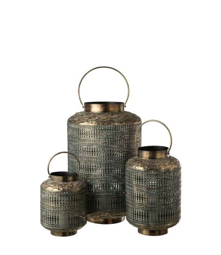 Lanterne Cylindrique en Métal Antique 65cm Bronze