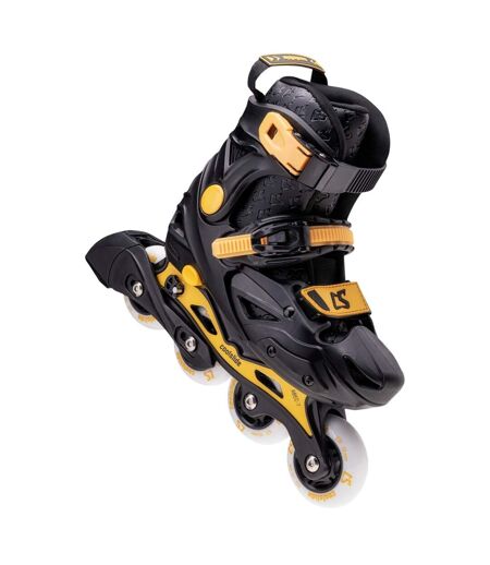 Patins À Roulettes Alignées Actionel Enfant 24 Fr Noir Gris Jaune Coolslide