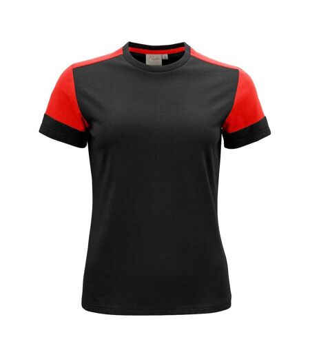 Womens/ladies T-shirt Black Red Printer PRIME