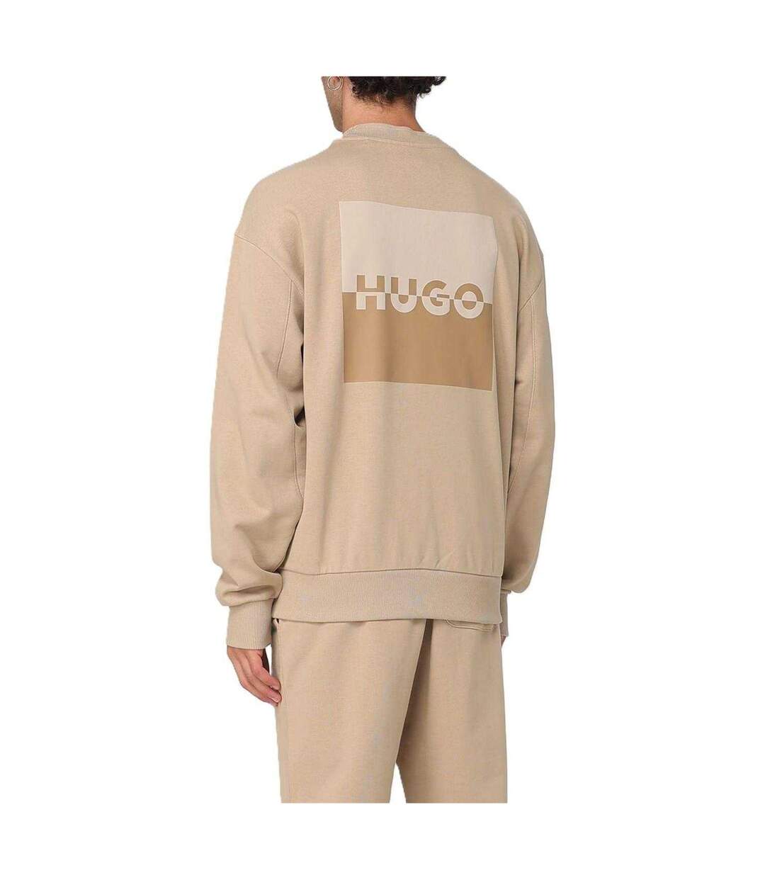 Mens Logo Drop Shoulder Regular Sweatshirt Medium Beige Hugo-2