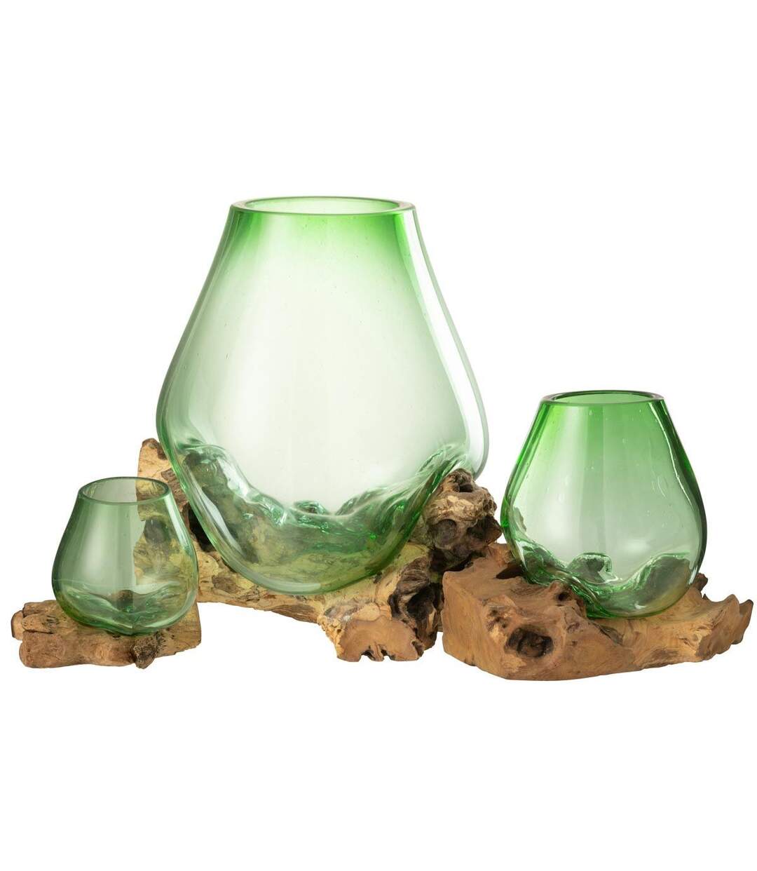 Vase en Verre sur Racine Gamal 33cm Vert-2