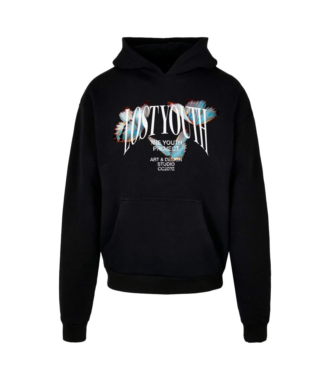 Mens Butterfly Hoodie Black Lost Youth-2