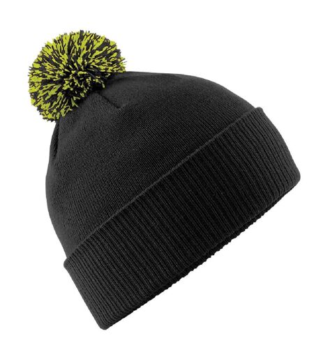 Adultes Bonnet Unisexe Snowstar Noir Vert Clair Beechfield